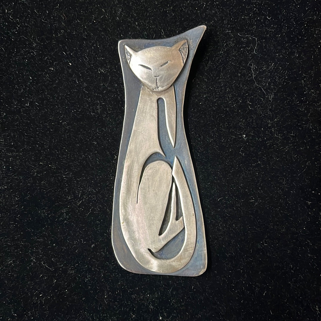 Handmade Sterling Modernist Cat Pendant
