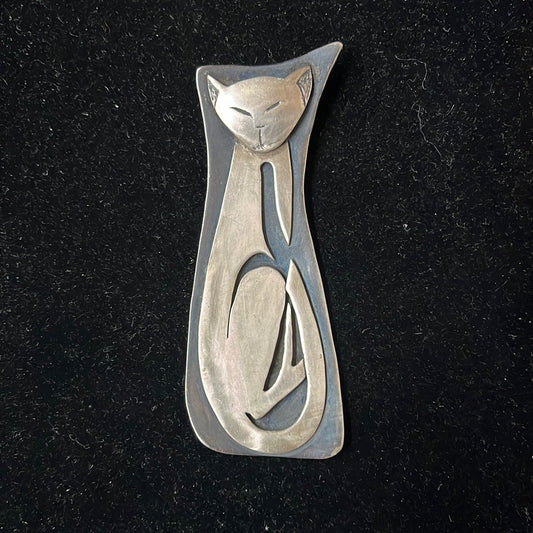 Handmade Sterling Modernist Cat Pendant