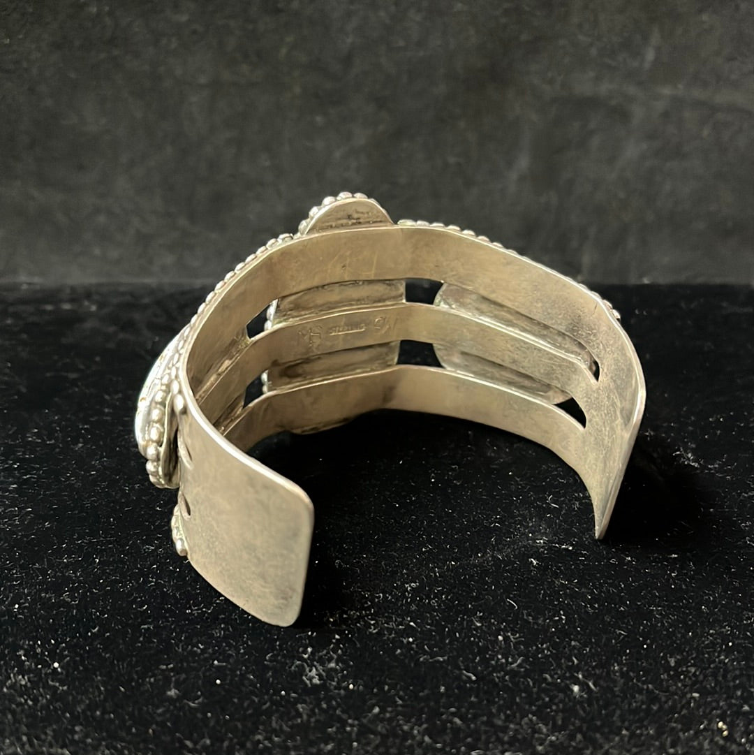 Native Sterling Silver and Bunker Hill Turquoise Cuff