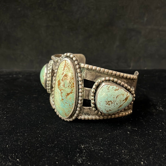 Native Sterling Silver and Bunker Hill Turquoise Cuff