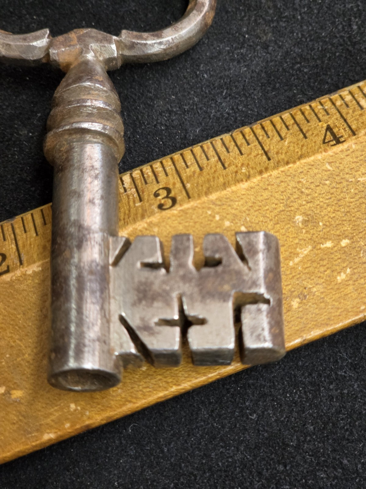 Antique Warded Ward Key Skeleton Iron Open Barrel