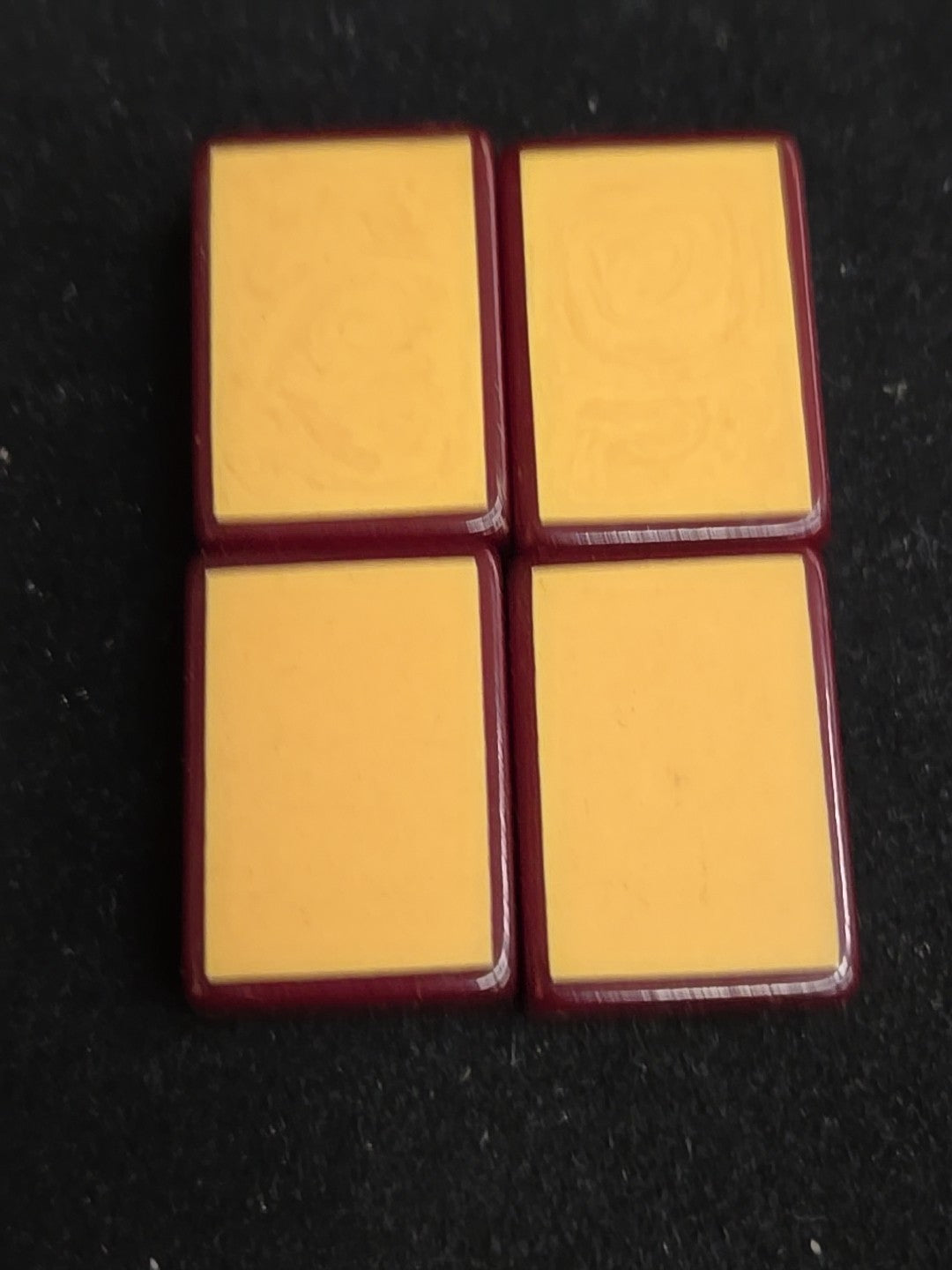 Four Enrobed Burgundy Bakelite Catalin Mahjong Tile Replacements | Six Dot
