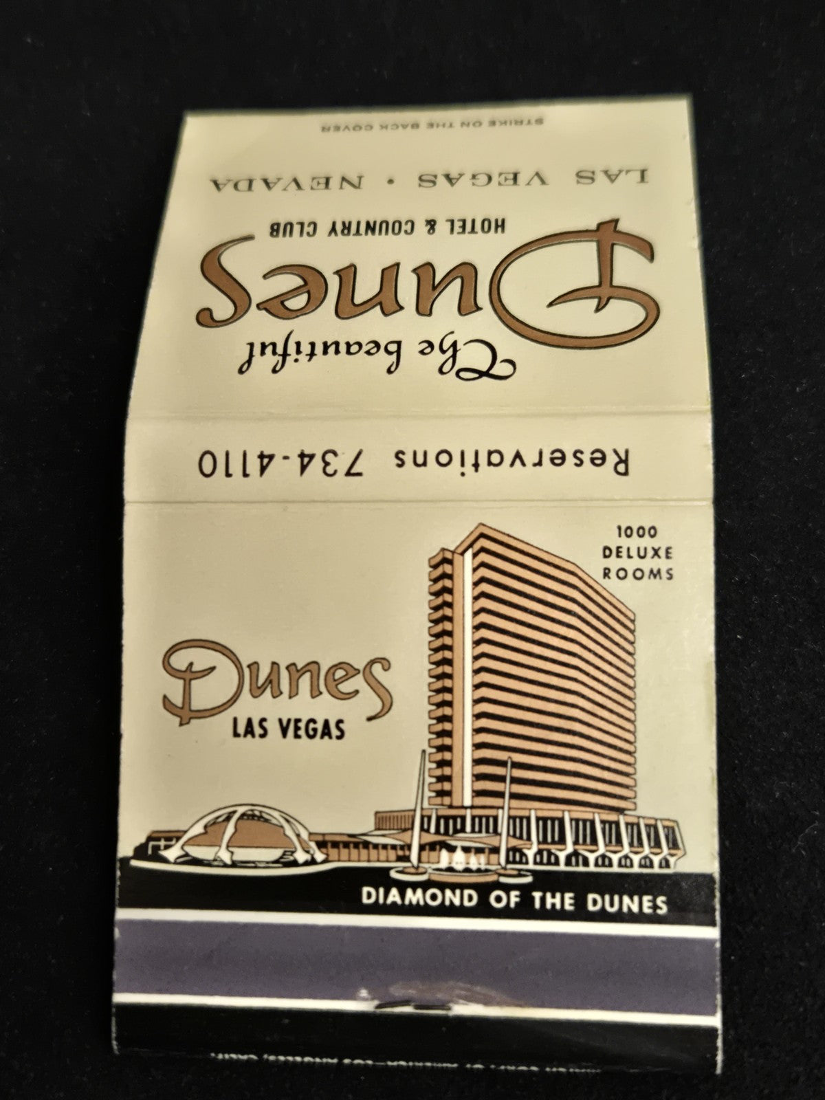 Vintage DUNES HOTEL MATCHBOOK Las Vegas Casino Diamond Of The Dunes