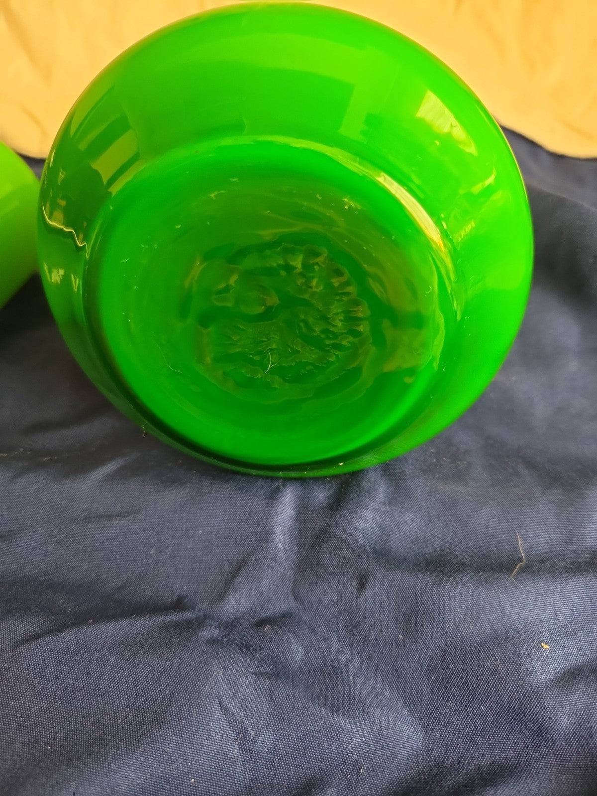 Vintage Carlo Moretti Murano Blown Art Glass Cased Green Tumble Up Set