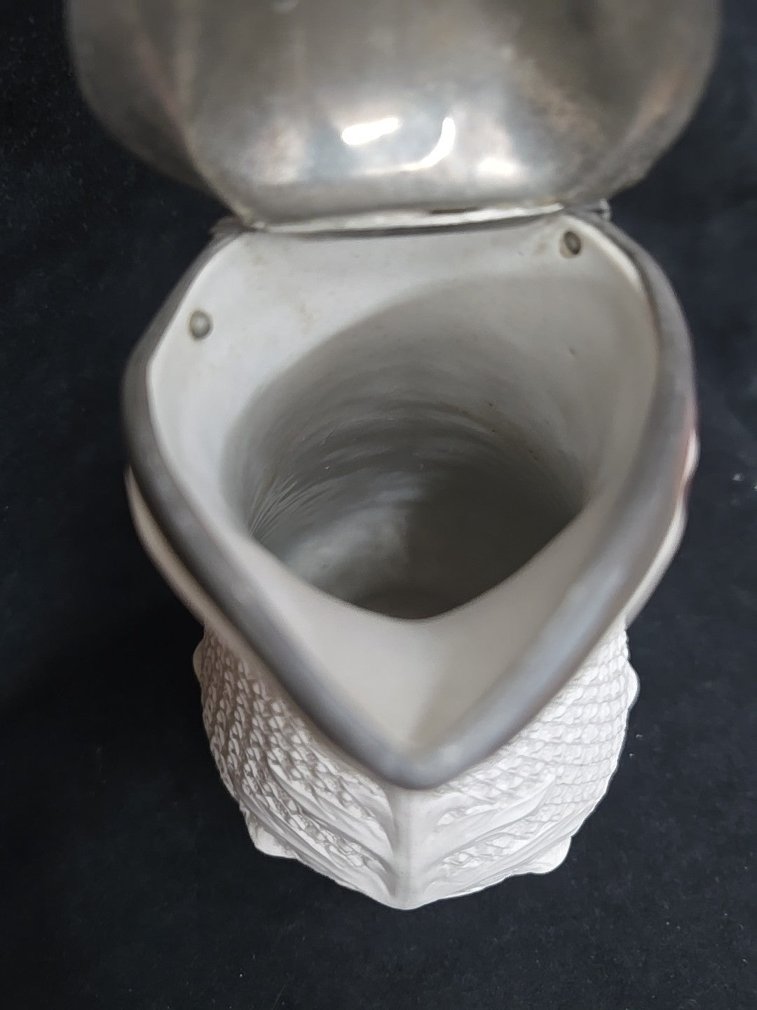 1850's White Stoneware Salt Glaze Relief Molded Water Jug Pitcher Victorian