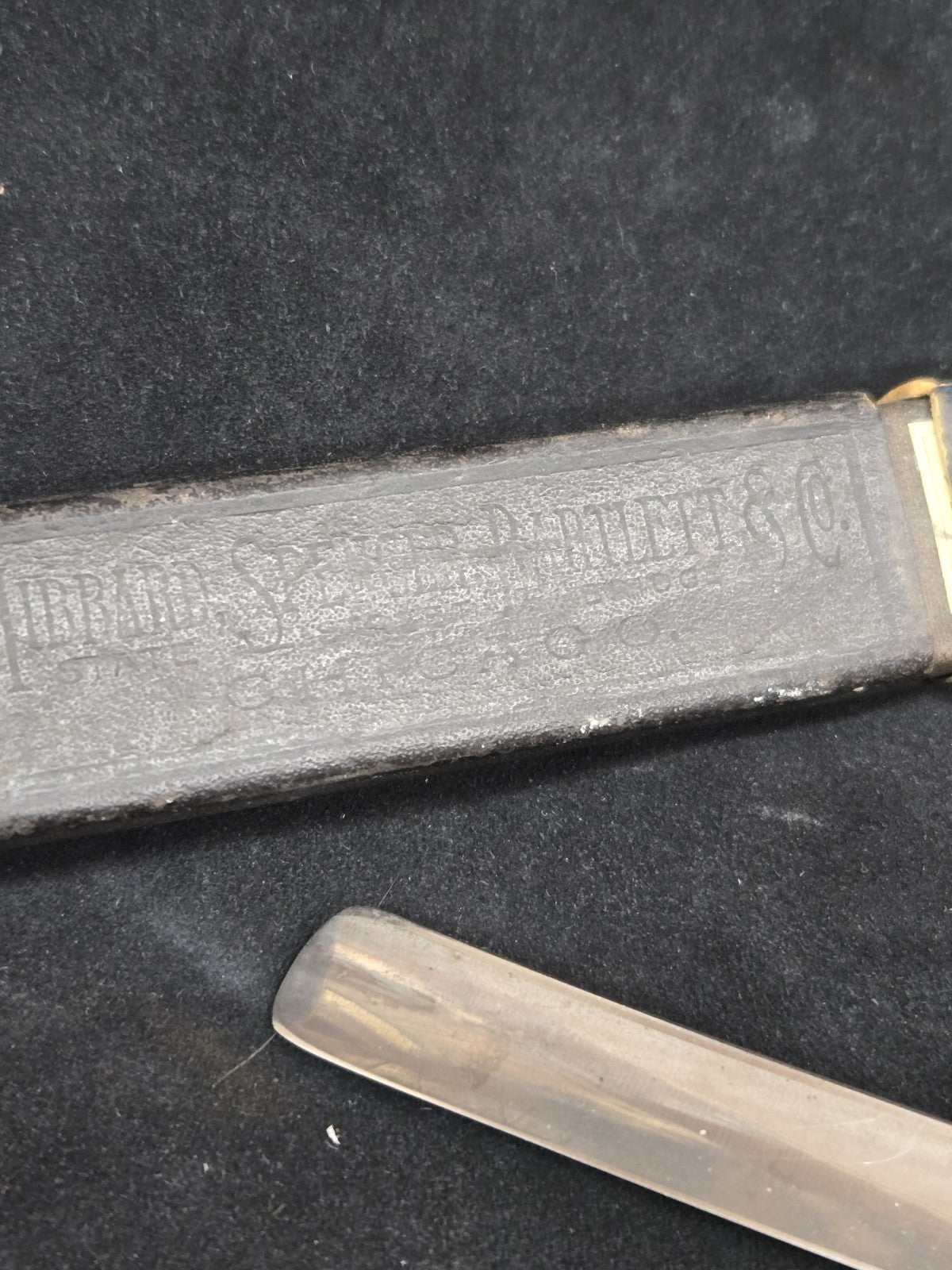 Vintage Hibbard Spencer Bartlett Etched Straight Razor OVB