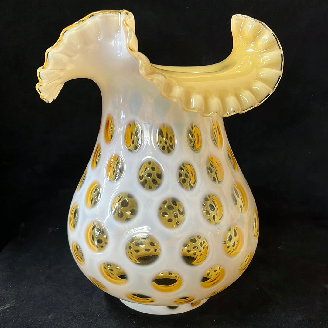 Vintage Fenton Opalescent Honeysuckle Coin Dot Shade