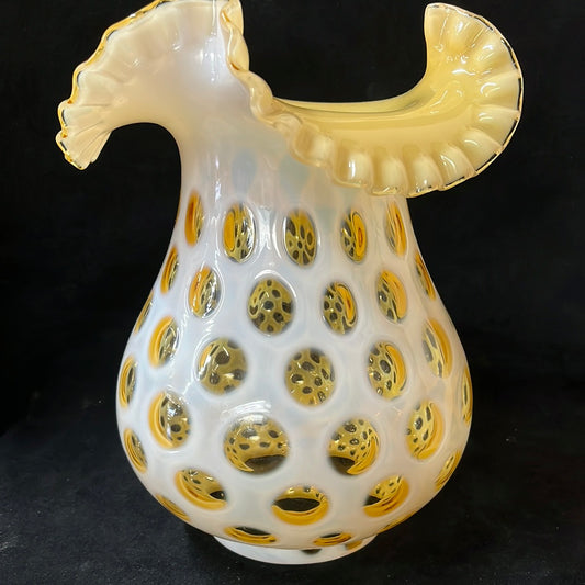 Vintage Fenton Opalescent Honeysuckle Coin Dot Shade