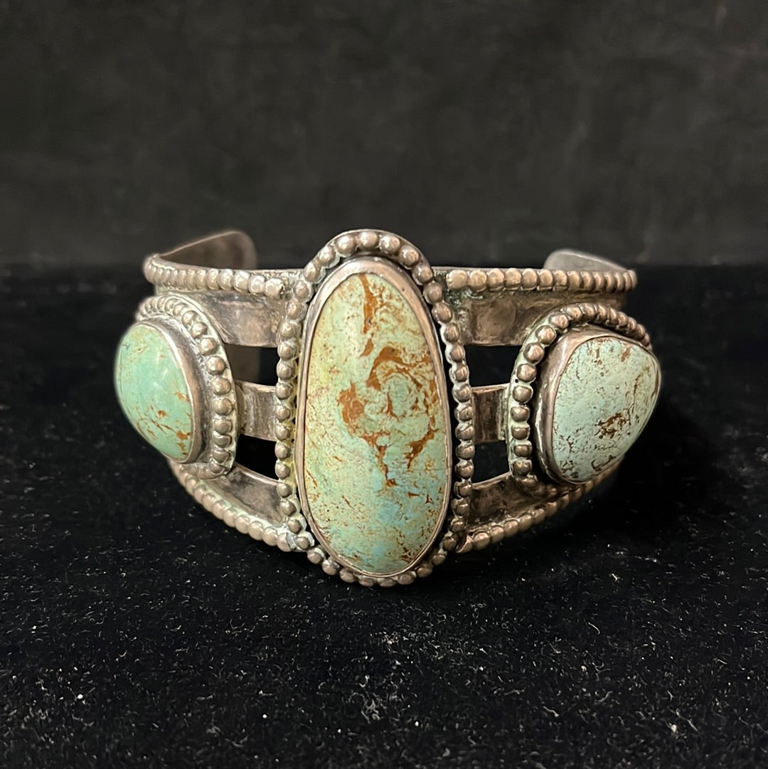 Native Sterling Silver and Bunker Hill Turquoise Cuff