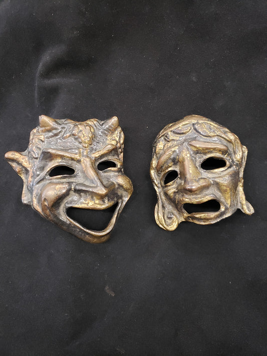 Comedy and Tragedy Sock and Buskin Bronze Belt Buckles