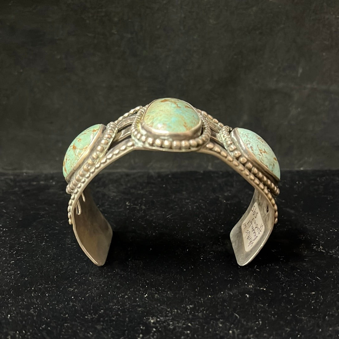 Native Sterling Silver and Bunker Hill Turquoise Cuff