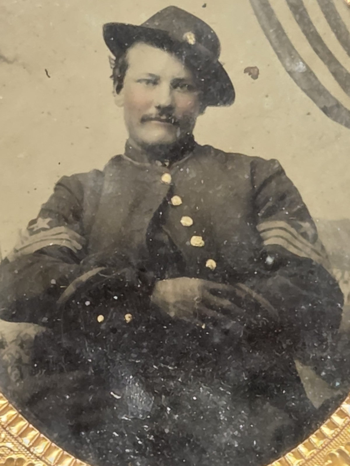  Civil War Soldier 1/6 Tintype Ordnance Sergeant in Slouch Hat