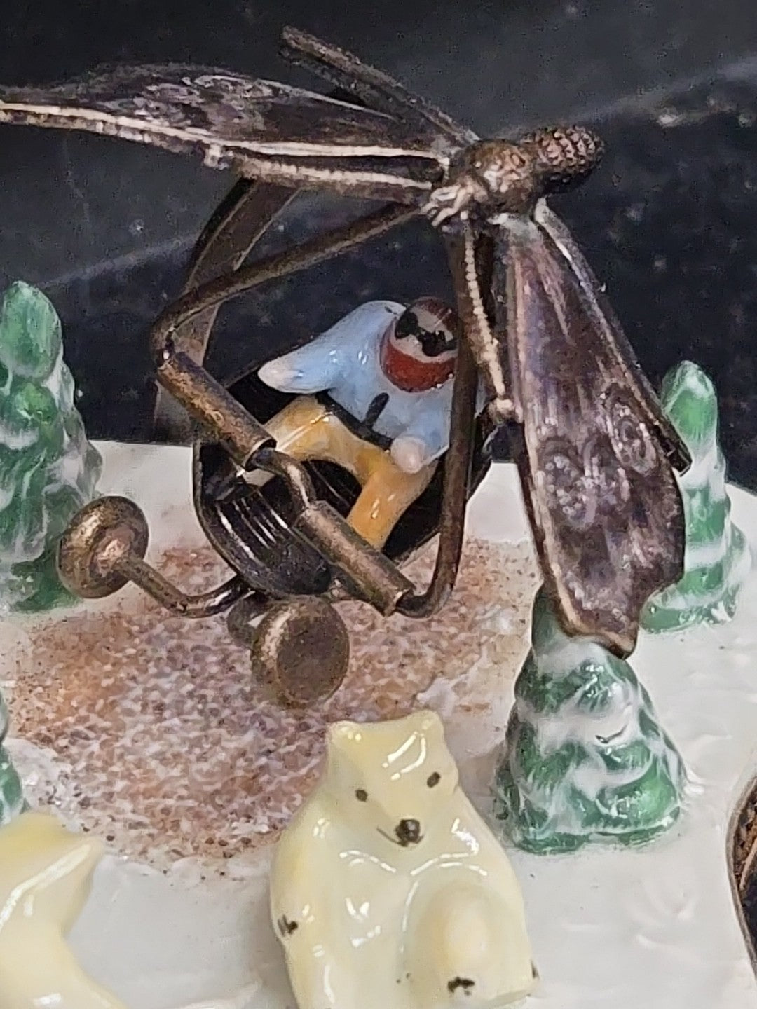 Hand Painted Limoges Trinket Box Polar Bears Butterfly France Peint Mein Rare