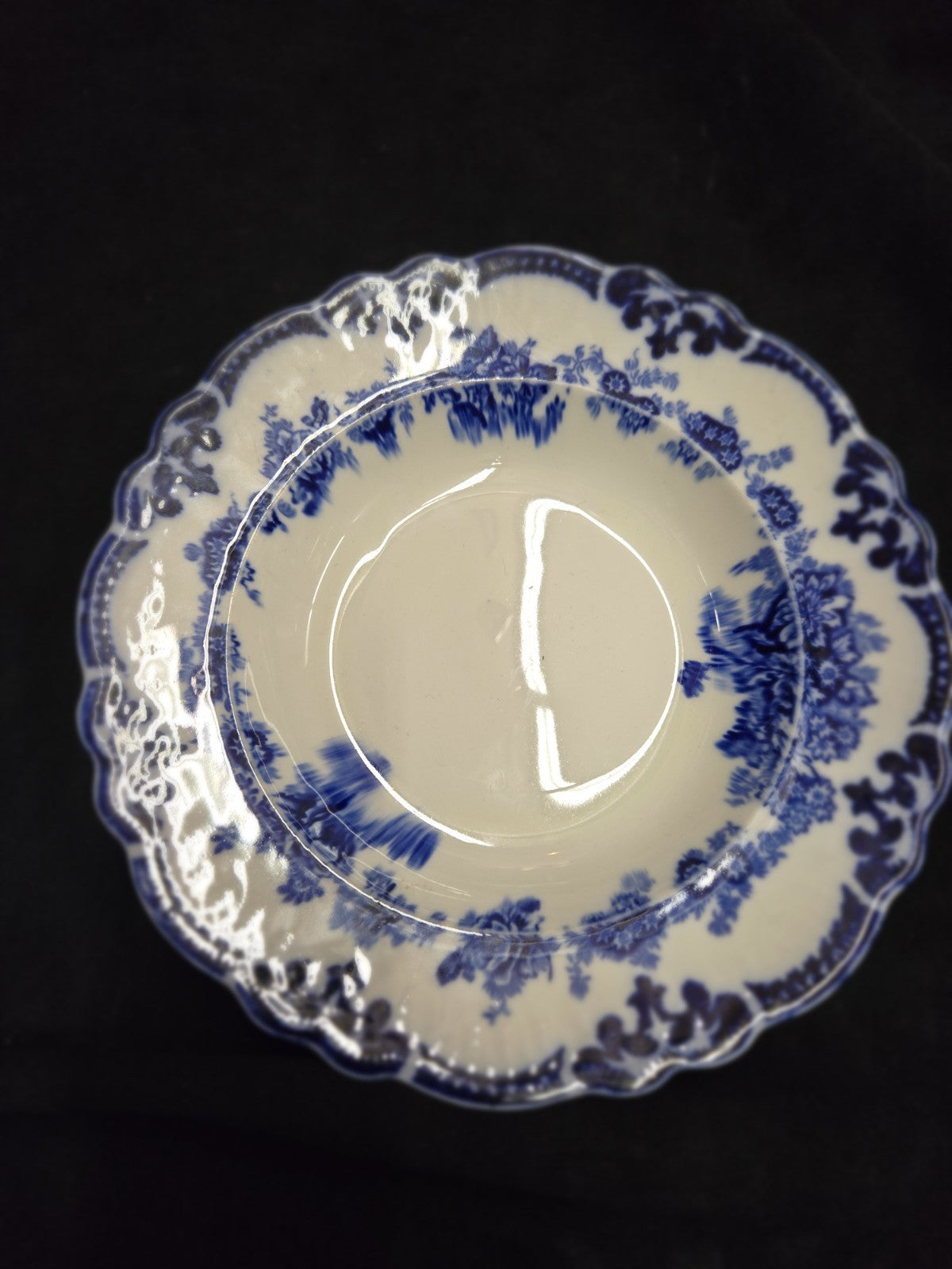 W.H. Grindley England Flow Blue 10" Soup Bowl