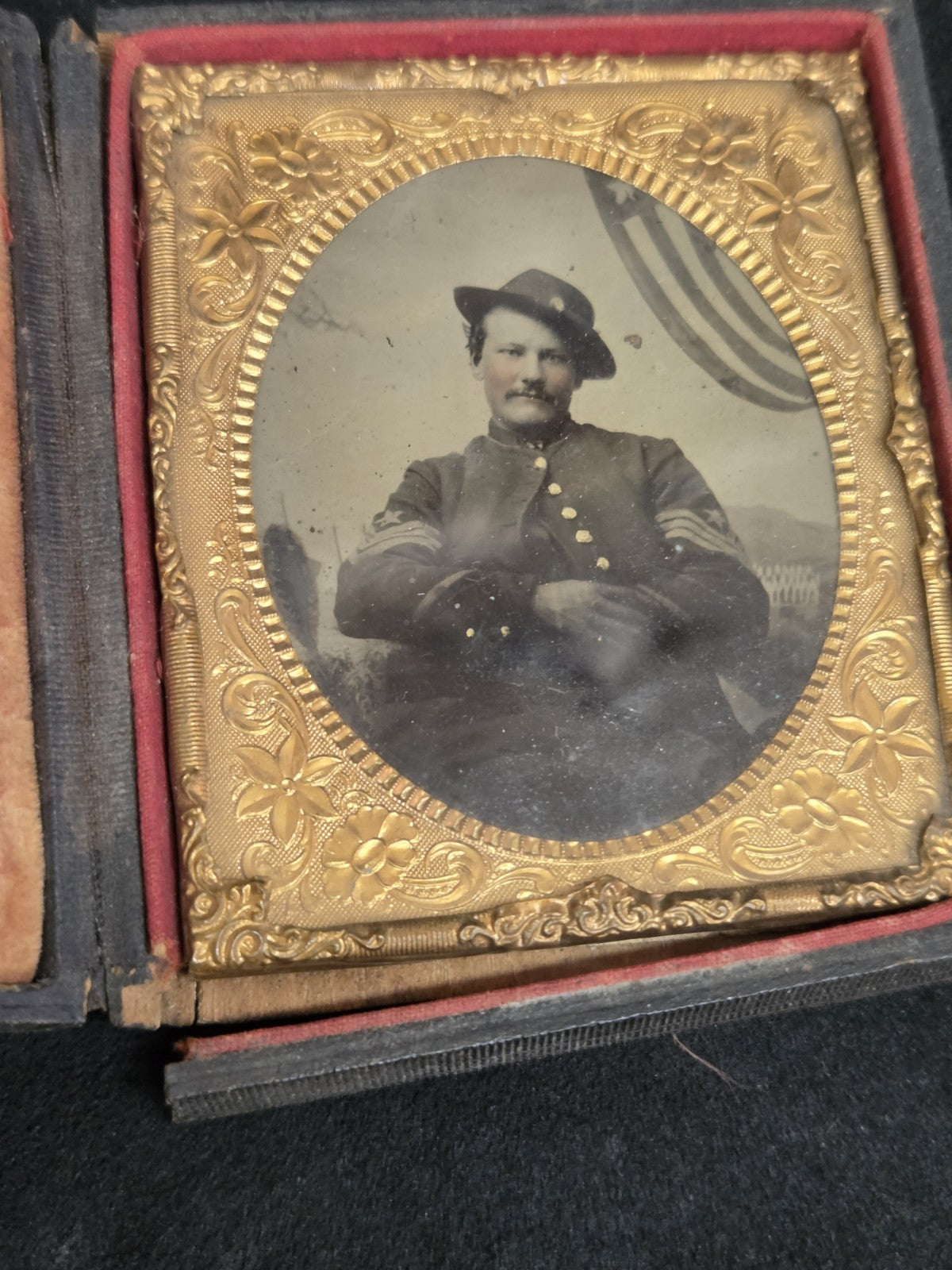  Civil War Soldier 1/6 Tintype Ordnance Sergeant in Slouch Hat