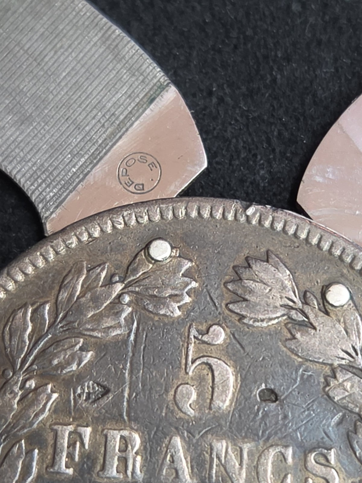 1833 Louis Philippe 5 Francs Silver Coin Eloi Folding Multitool Knife Manicure