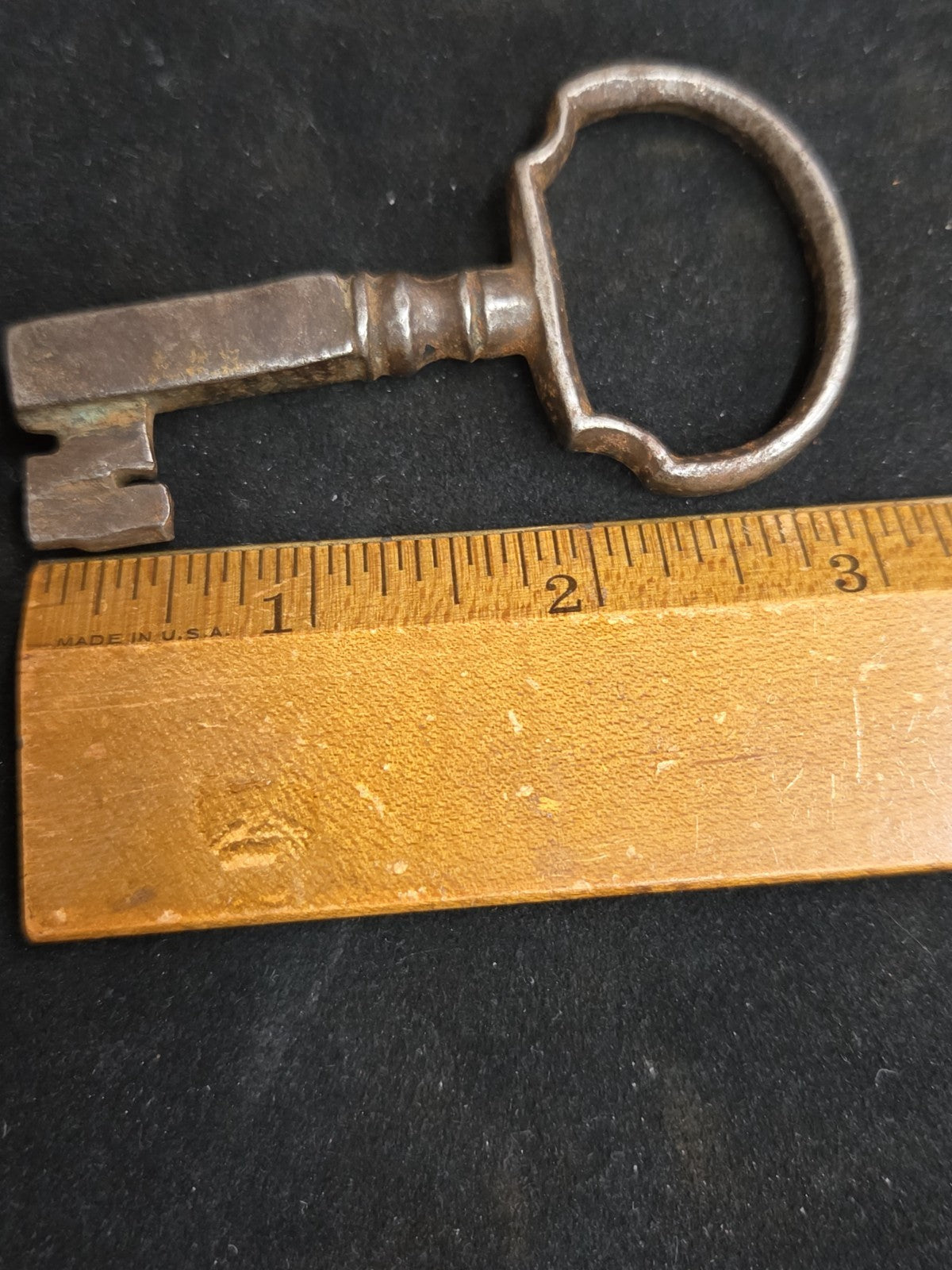 18th Century Cabinet Door Key Square Shank Skeleton Warded