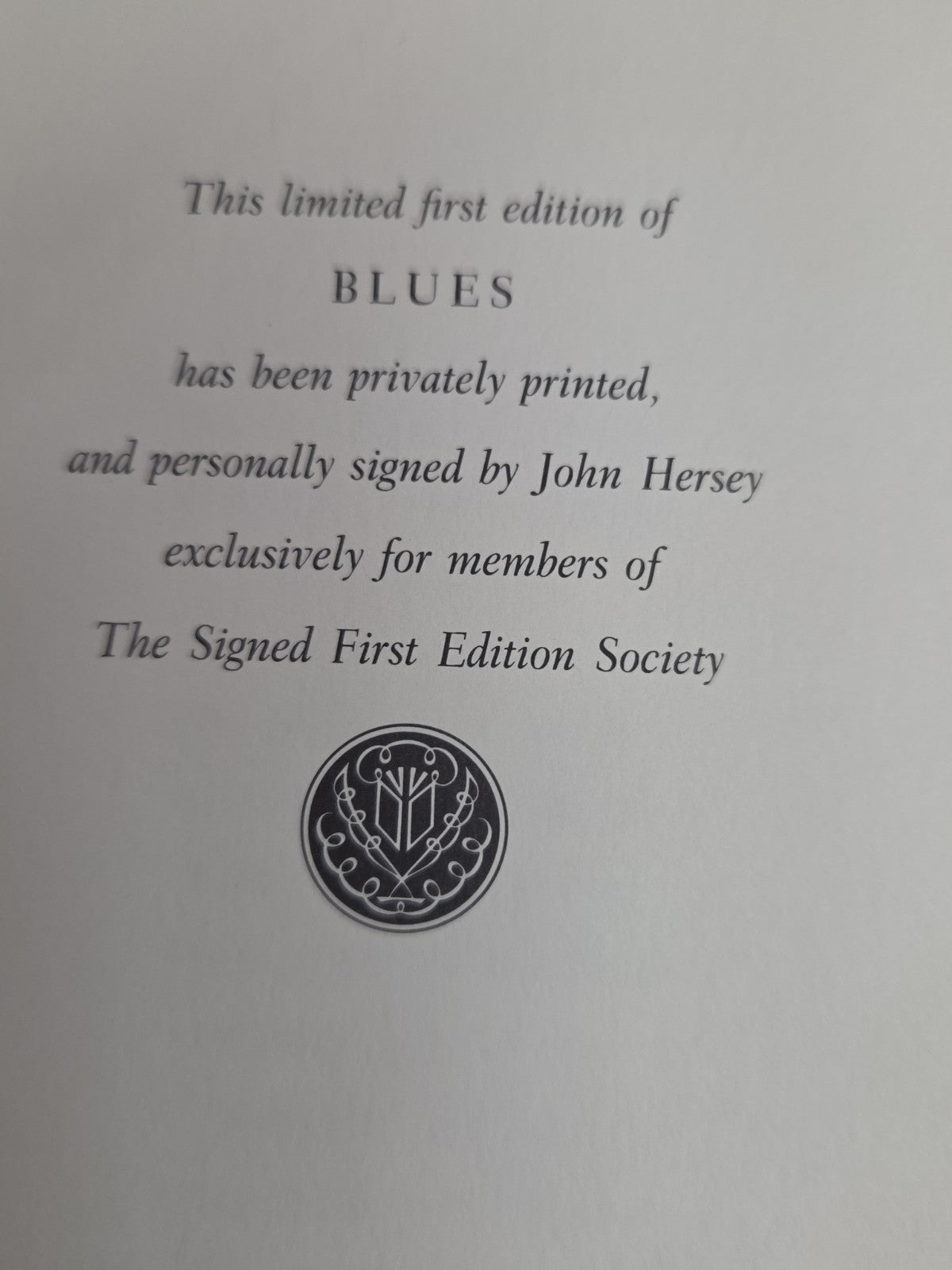 Signed First Edition “Blues” John Hersey 1987 Franklin Library Leather Bound