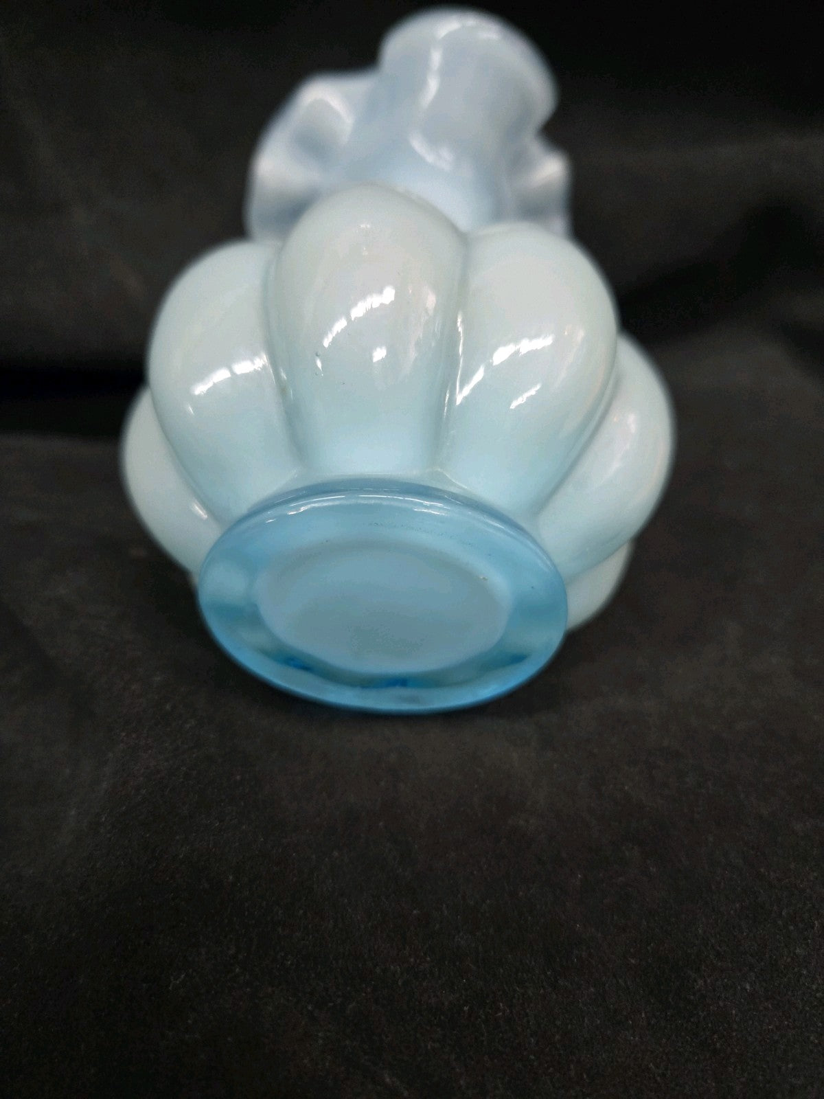 Fenton Blue Aqua Pitcher Ruffled Caged Glass