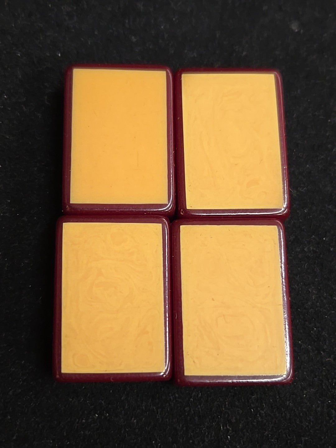 Four Enrobed Burgundy Bakelite Catalin Mahjong Tile Replacement | Seven Dot