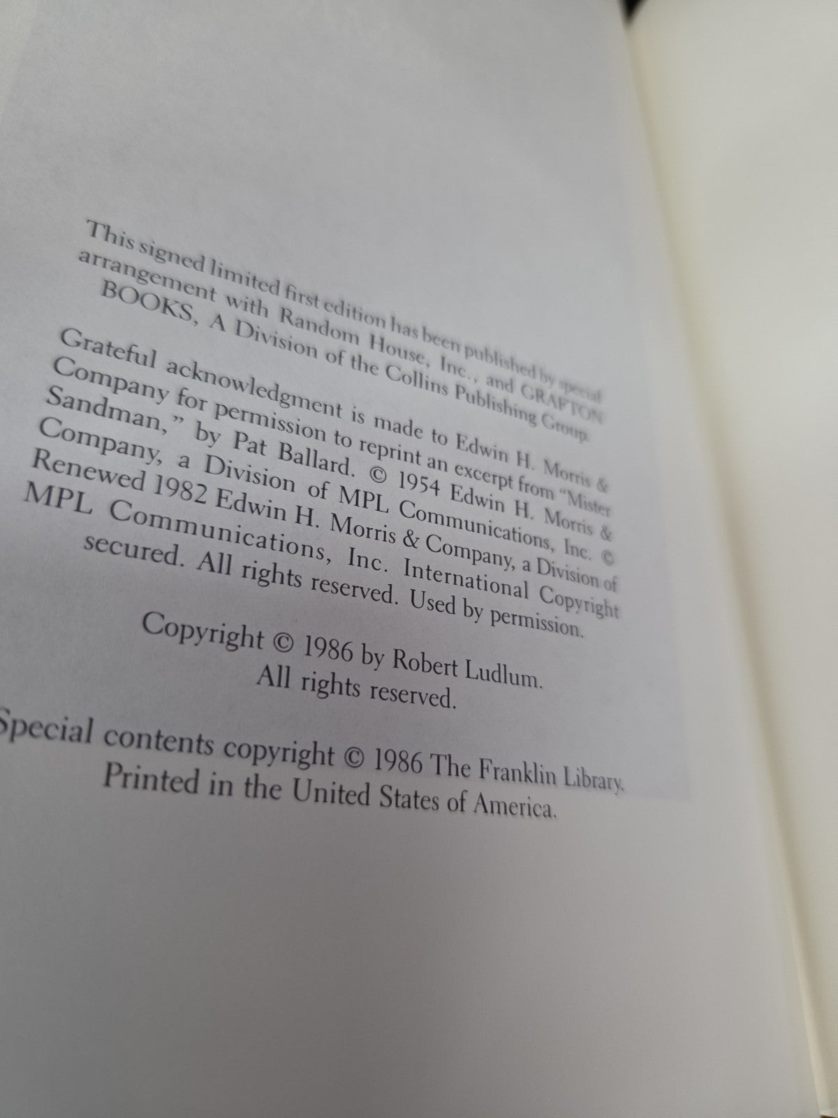 THE BOURNE SUPREMACY by Robert Ludlum - Franklin Library SIGNED 1st EDITION