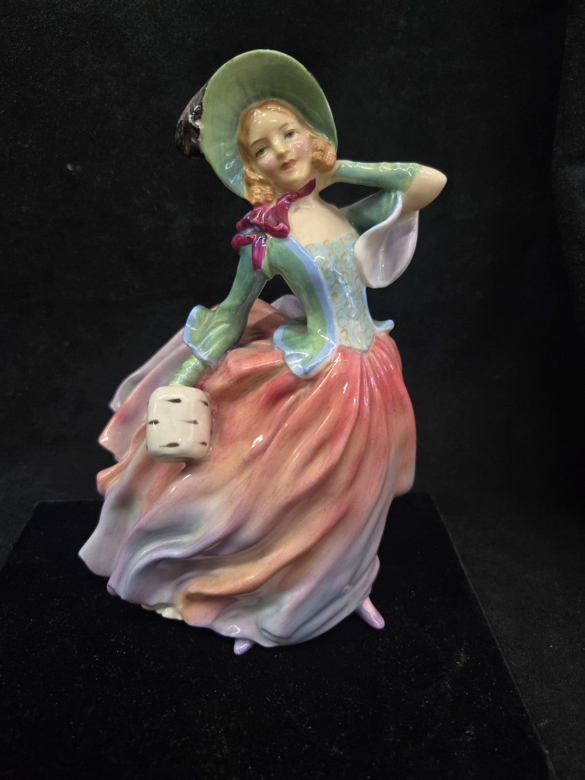 Vintage Royal Doulton Autumn Breezes Figurine Pink Dress Woman 