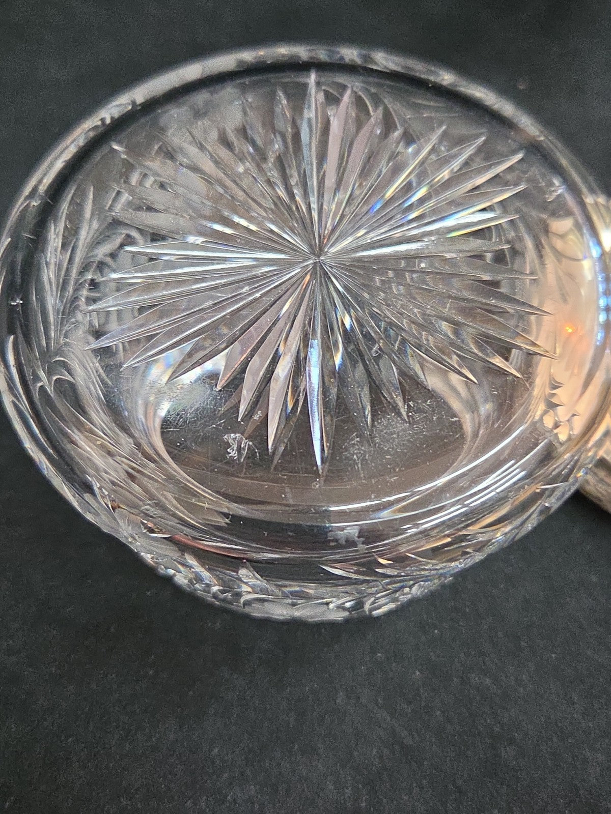 Antique Art Nouvea Guilloche Enamel Sterling Lid Cut Glass Vanity Jar
