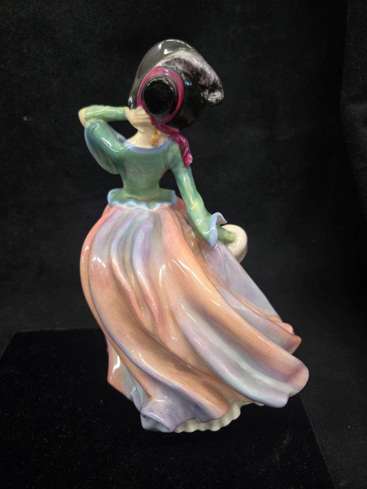 Vintage Royal Doulton Autumn Breezes Figurine Pink Dress Woman 