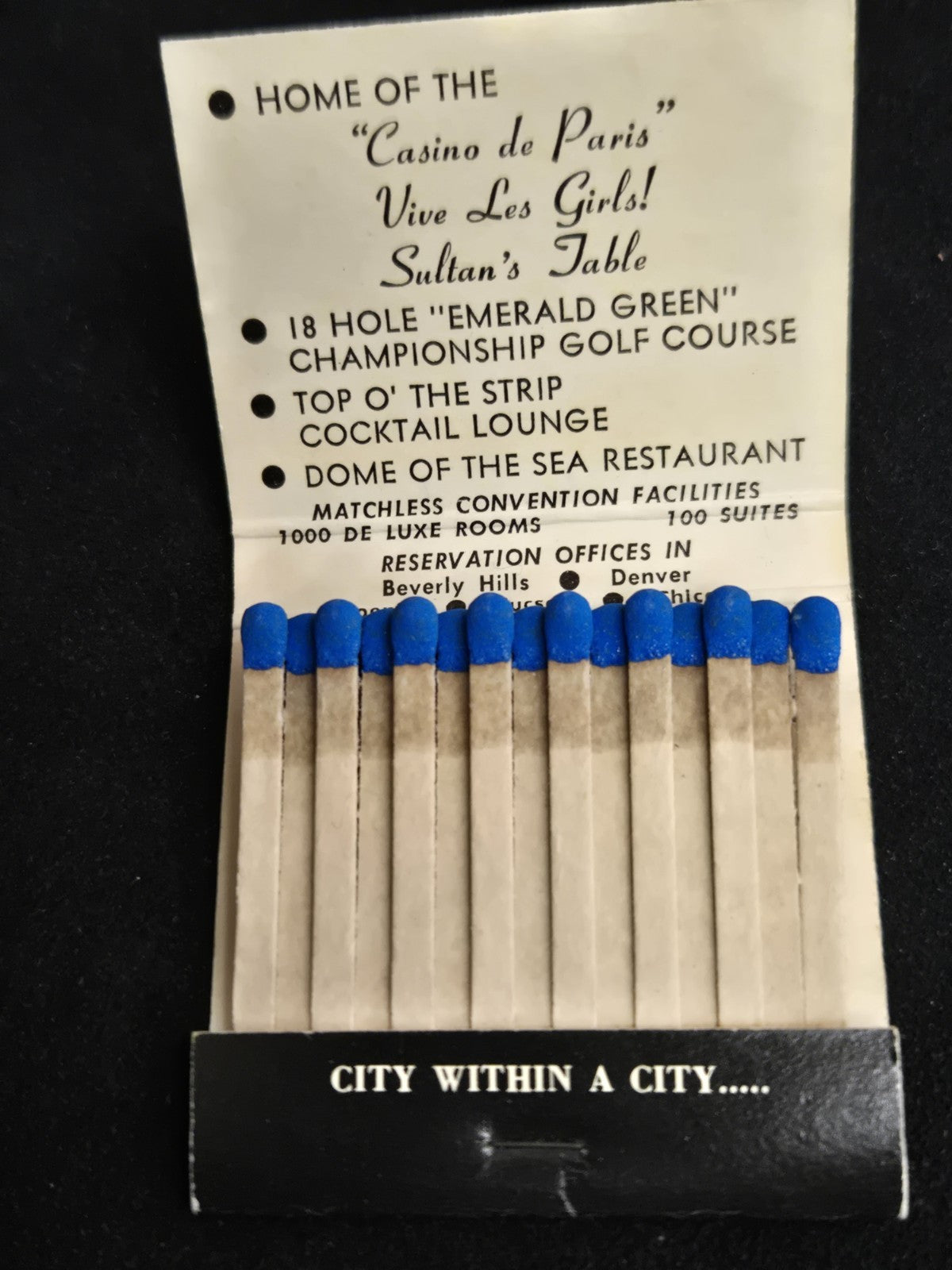 Vintage DUNES HOTEL MATCHBOOK Las Vegas Casino Diamond Of The Dunes 