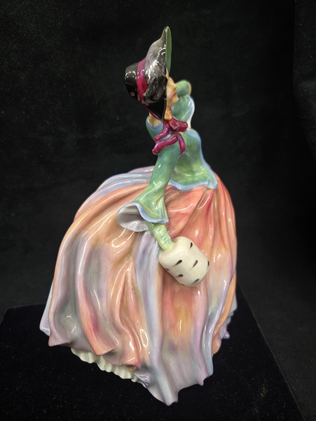 Vintage Royal Doulton Autumn Breezes Figurine Pink Dress Woman 