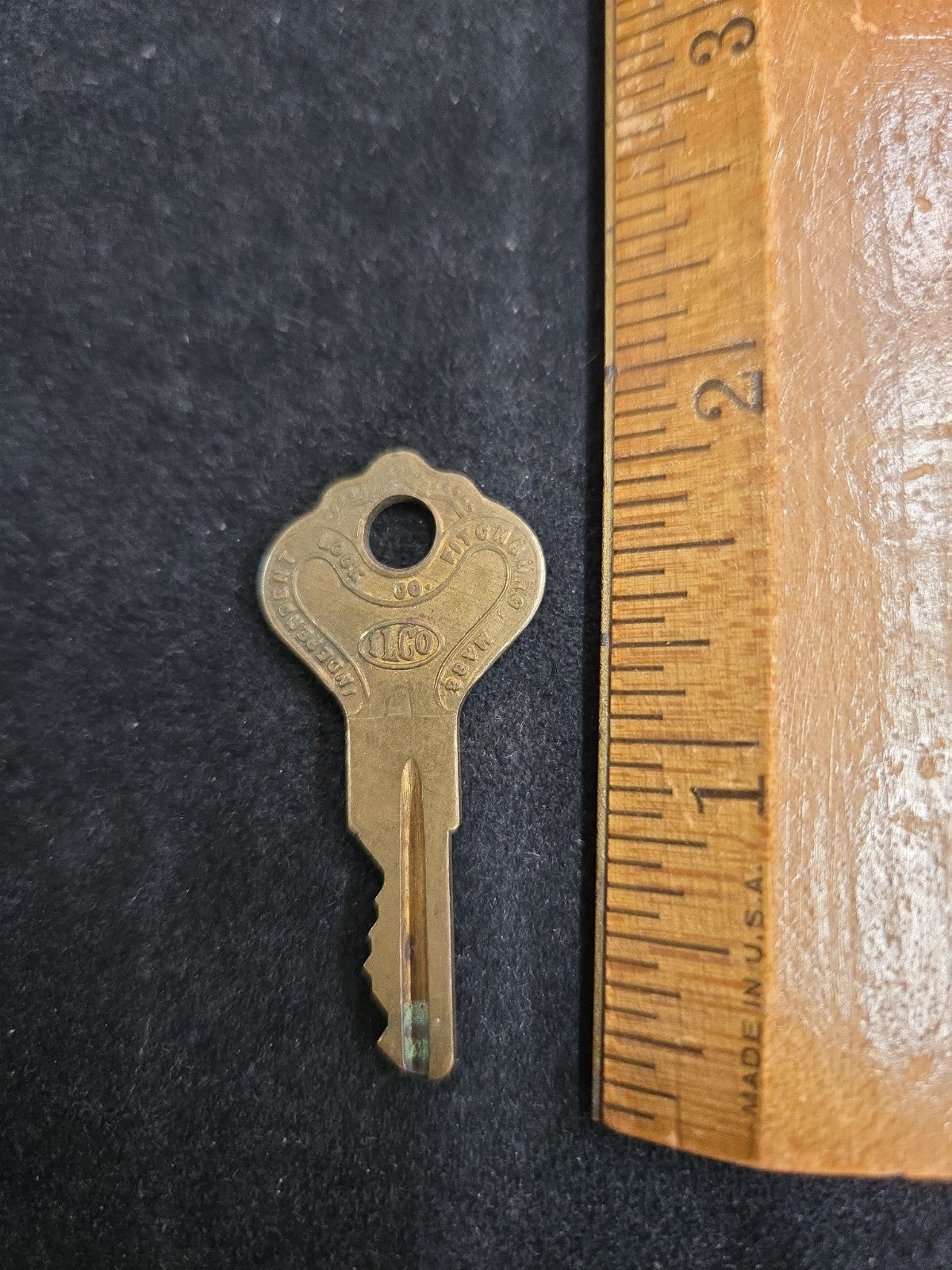 Vintage Original Independent Lock Co. Key K601 Fitchburg Mass