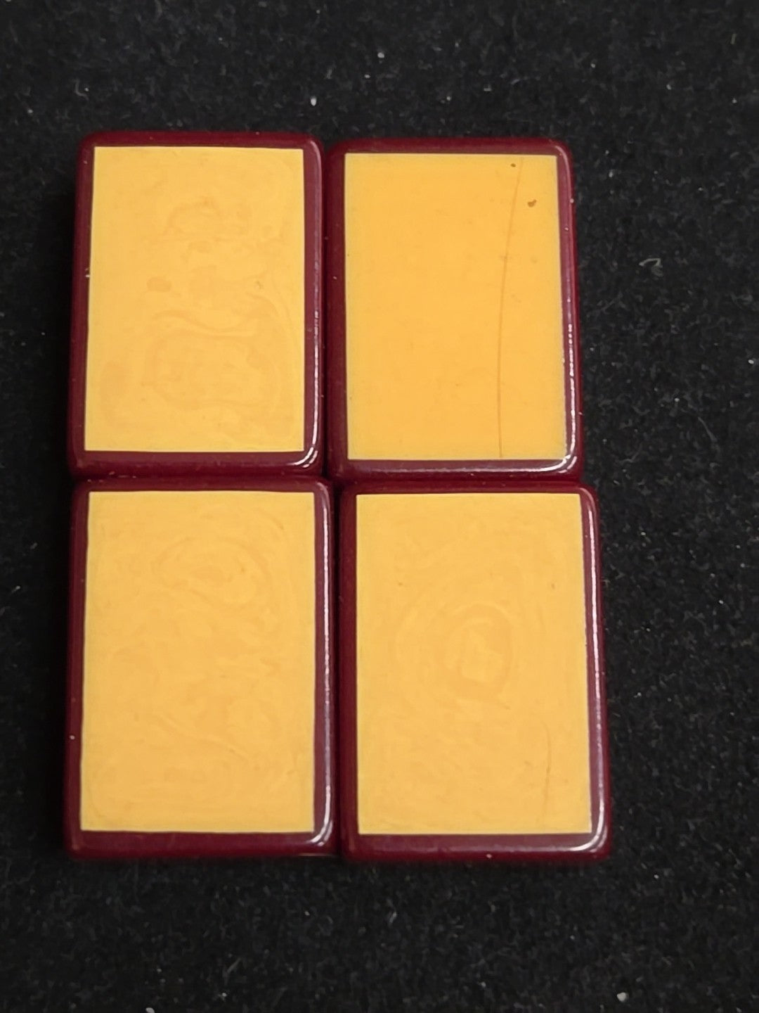 Four Enrobed Burgundy Bakelite Catalin Mahjong Tile Replacements | Eight Dot