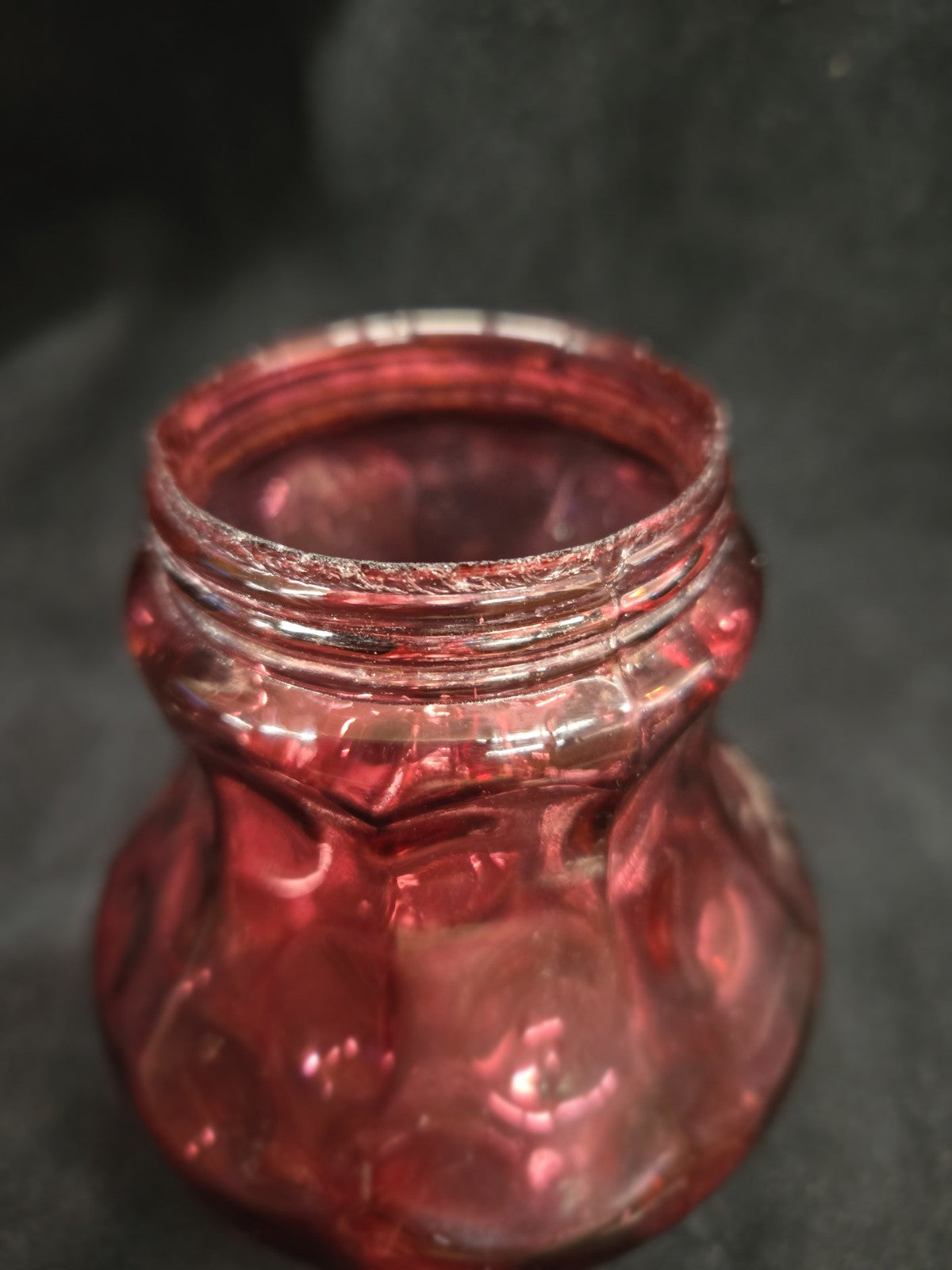 Vintage Fenton Glass Cranberry Pink Optic Thumbprint Sugar Shaker
