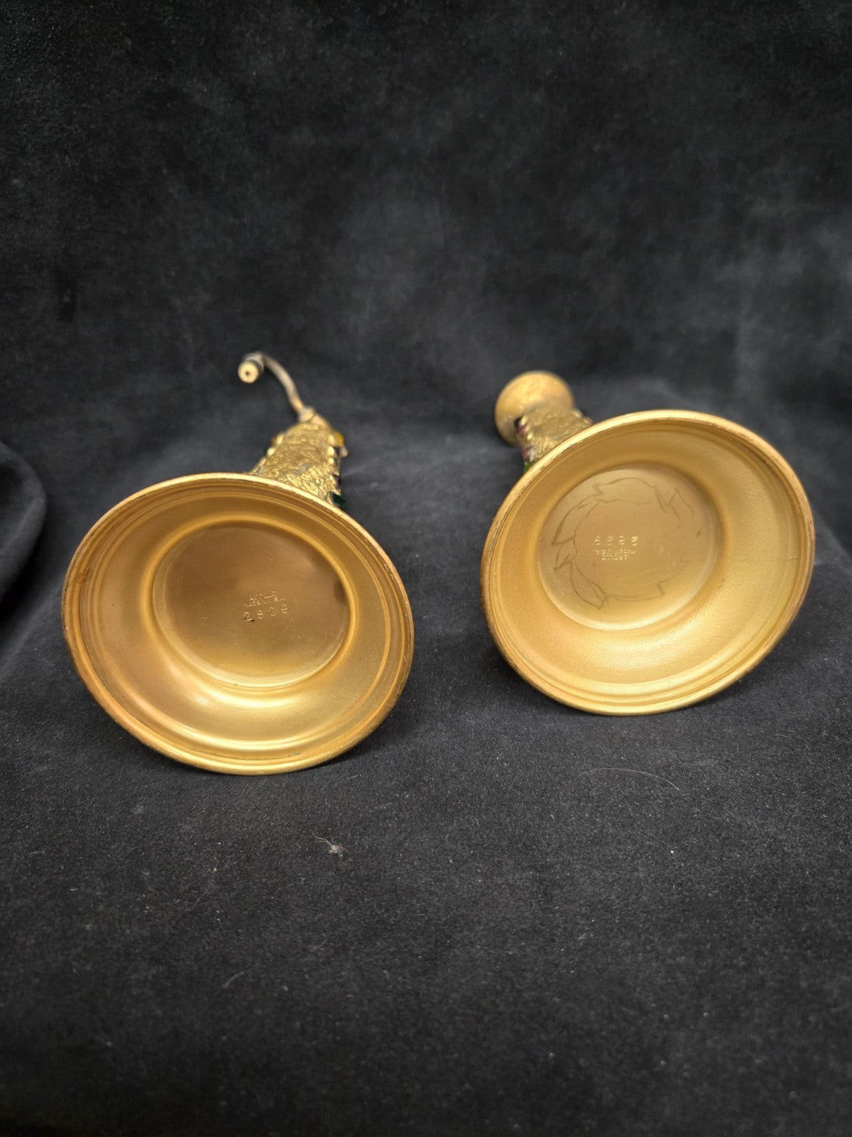 Antique Apollo Gilt Ormolu Filagree Perfume Bottles Glass Insert and Stopper
