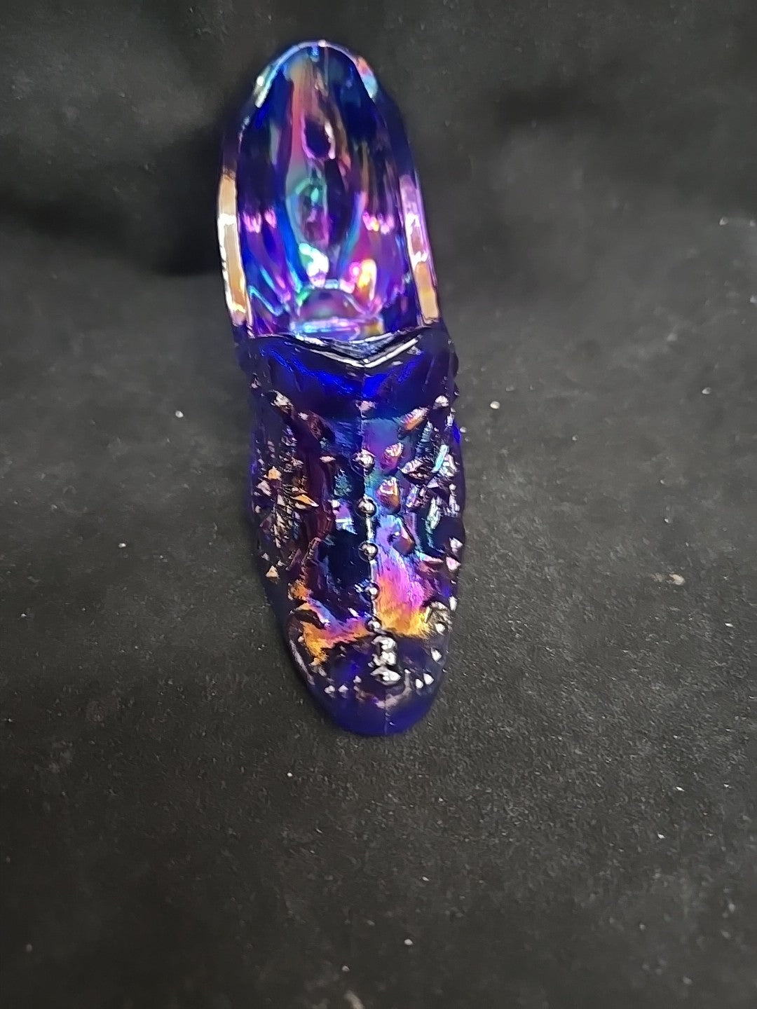 Vtg Mosser Carnival Glass Iridescent Cabbage Rose Slipper Excellent