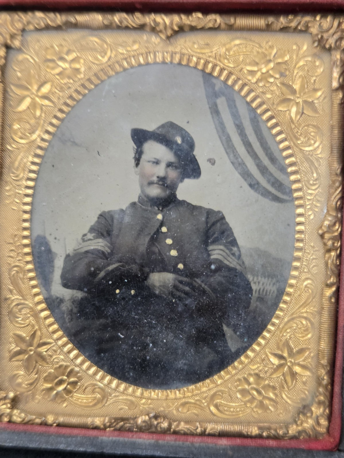  Civil War Soldier 1/6 Tintype Ordnance Sergeant in Slouch Hat