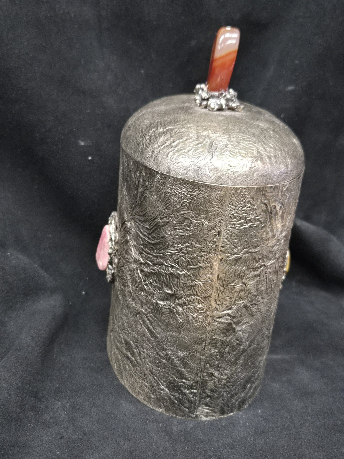 Topazio Sterling .925 Moderrnist Brutalist Silver Biscuit Canister
