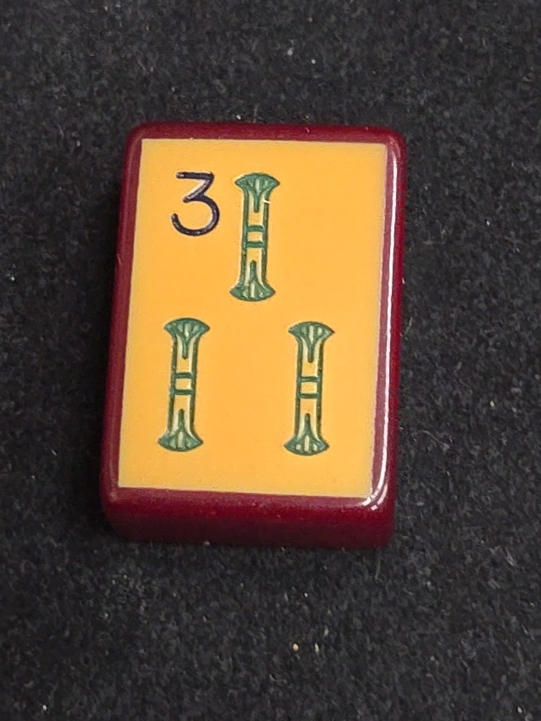 Enrobed Burgundy Bakelite Catalin Mahjong Tile Replacement | Three Bams
