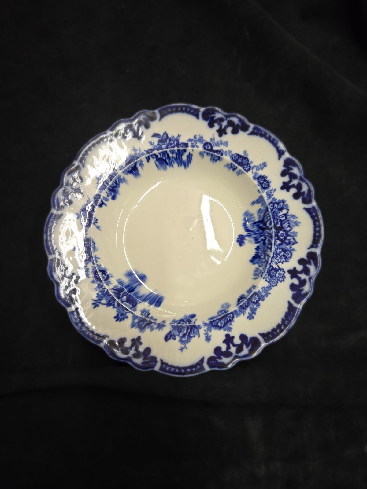 W.H. Grindley England Flow Blue 10" Soup Bowl