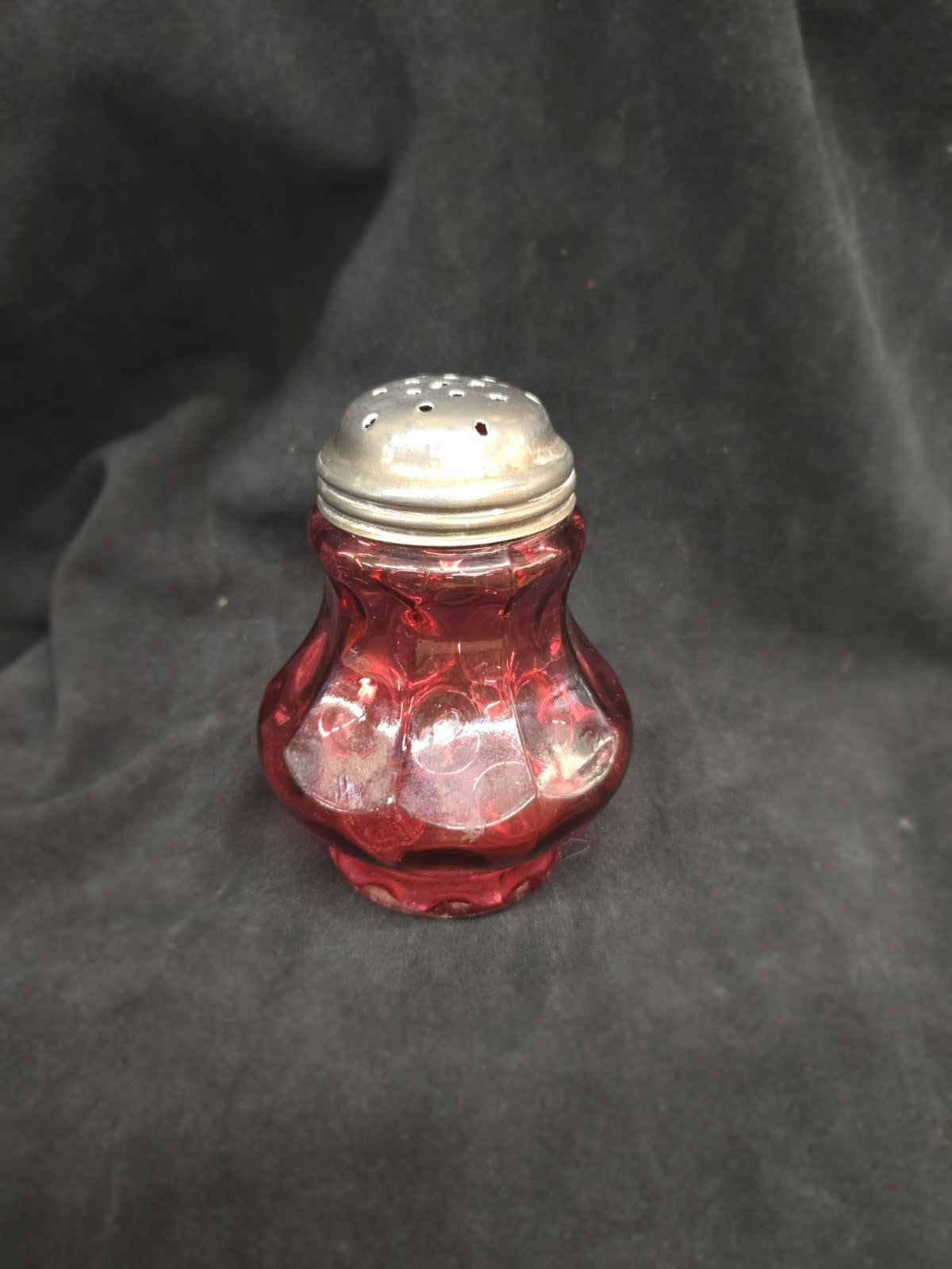 Vintage Fenton Glass Cranberry Pink Optic Thumbprint Sugar Shaker