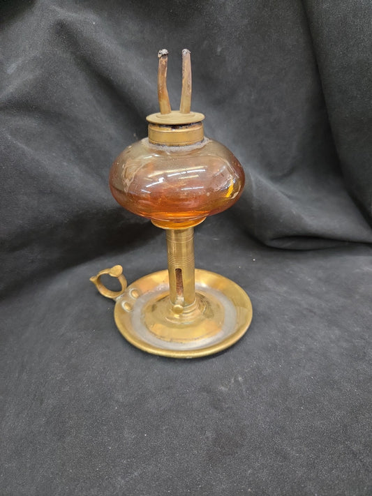 Antique 19th C. Whale Oil Peg Lamp and Candle Holder Boston Sandwich