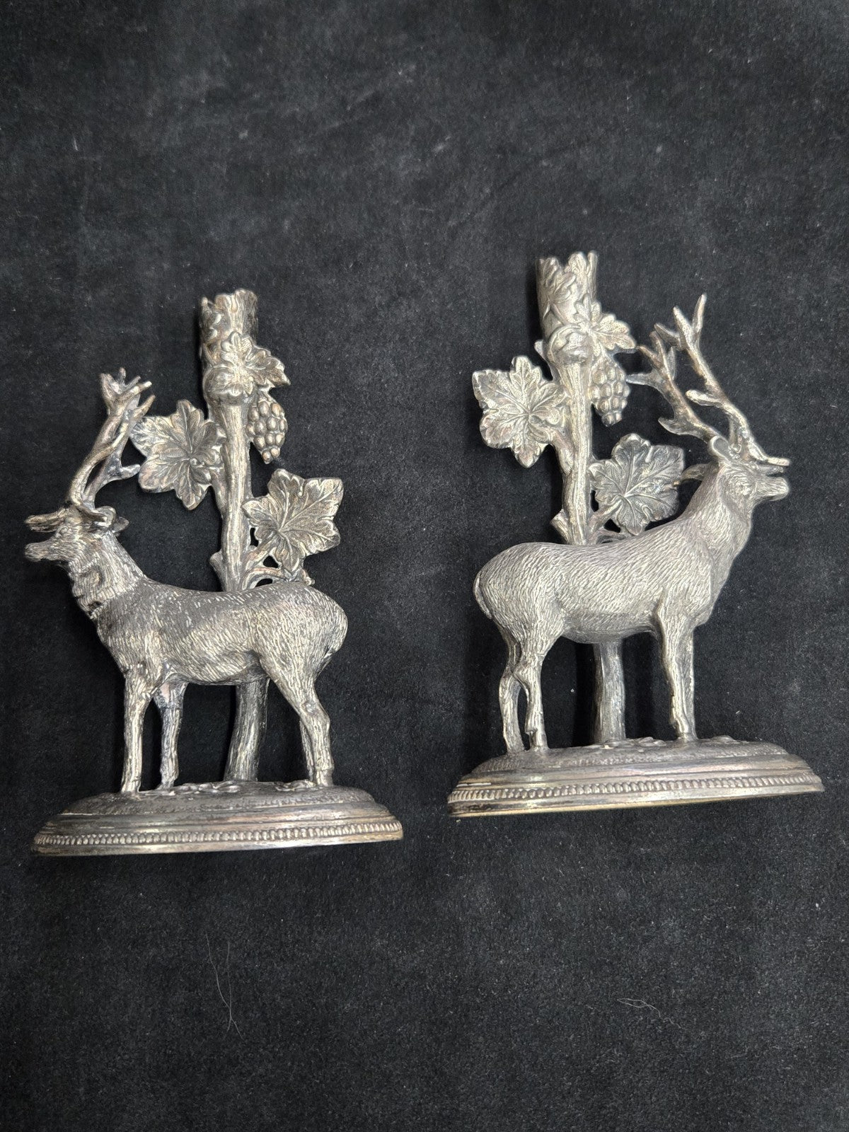 James Dixon & Son Pair Silver Plated Stag Candle Holders 19th Century