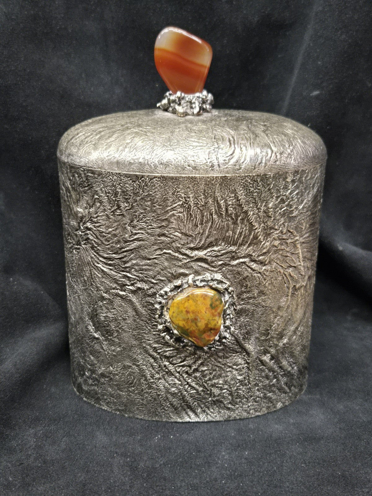 Topazio Sterling .925 Moderrnist Brutalist Silver Biscuit Canister