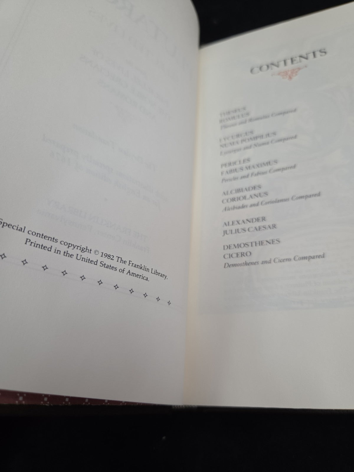 Plutarch Selected Lives 1982 The Franklin Library Greek And Roman Leadership