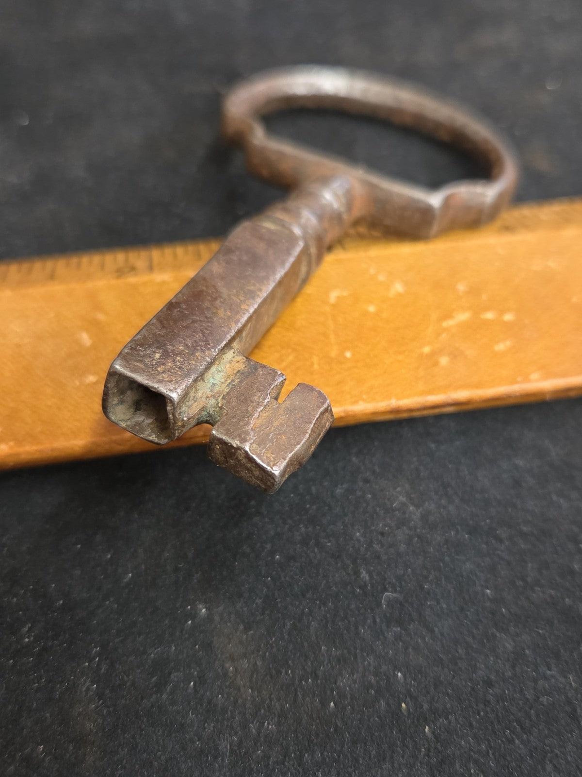18th Century Cabinet Door Key Square Shank Skeleton Warded