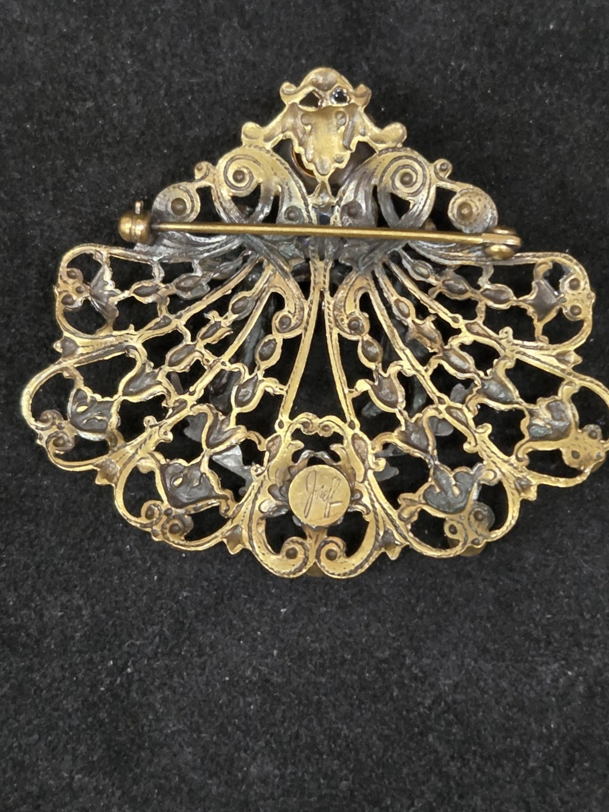Joseff of Hollywood Cherubs Rhinestones Hollywood Regency Brooch