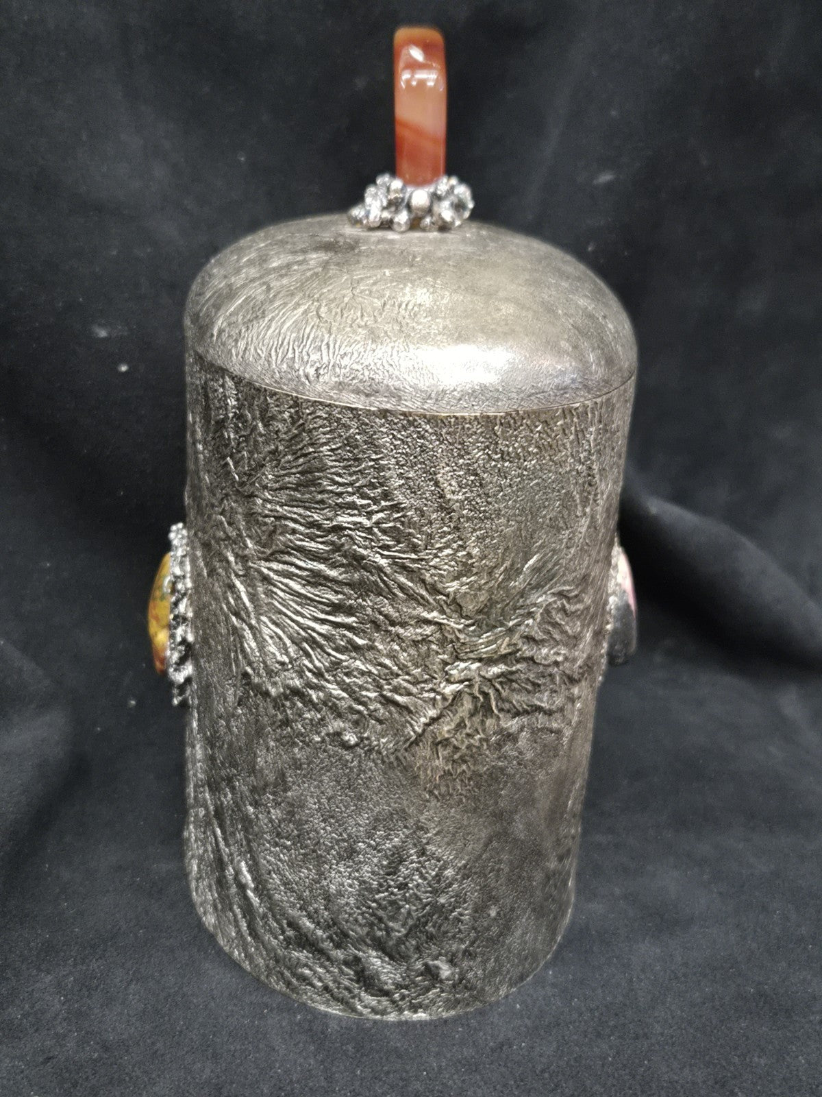 Topazio Sterling .925 Moderrnist Brutalist Silver Biscuit Canister