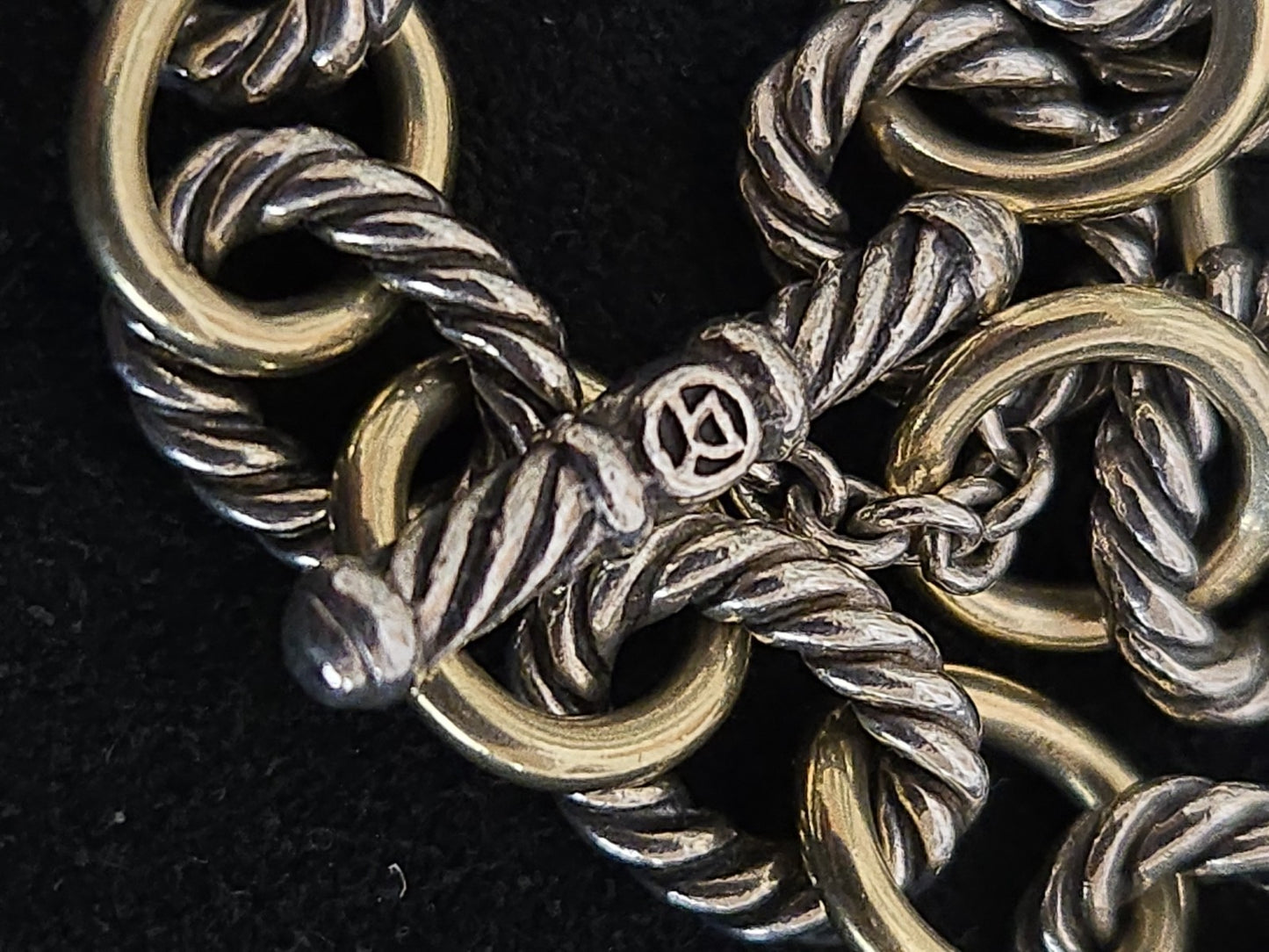 David Yurman Sterling Silver & 18K Gold Charm Oval Link Necklace 22” 