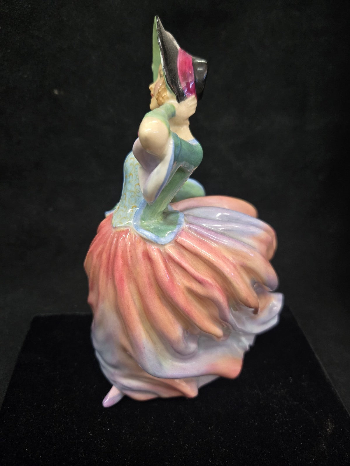 Vintage Royal Doulton Autumn Breezes Figurine Pink Dress Woman 