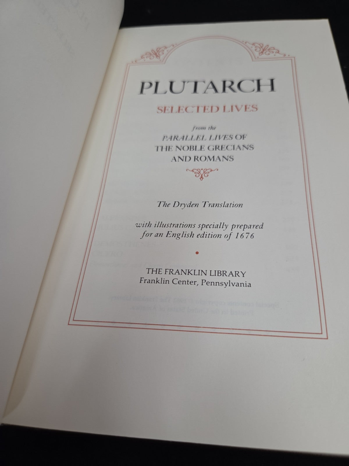 Plutarch Selected Lives 1982 The Franklin Library Greek And Roman Leadership